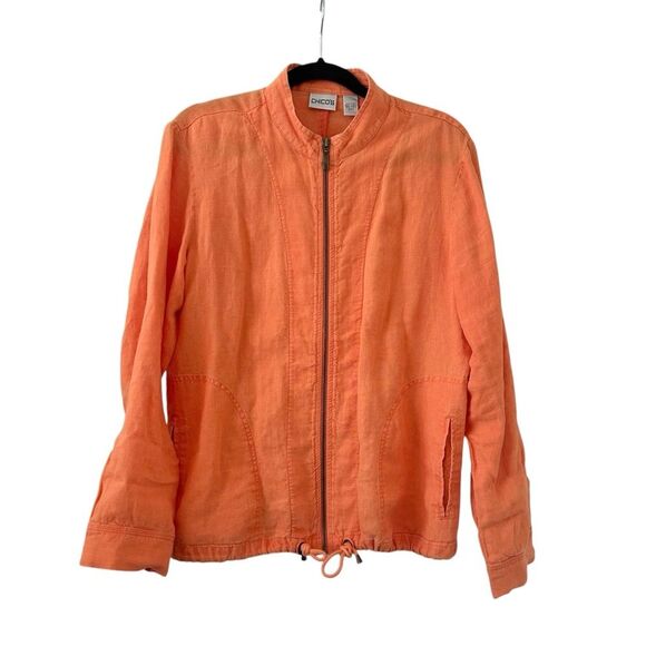 Chico's Jackets & Blazers - Chico’s Orange Linen Jacket Women's Size 12